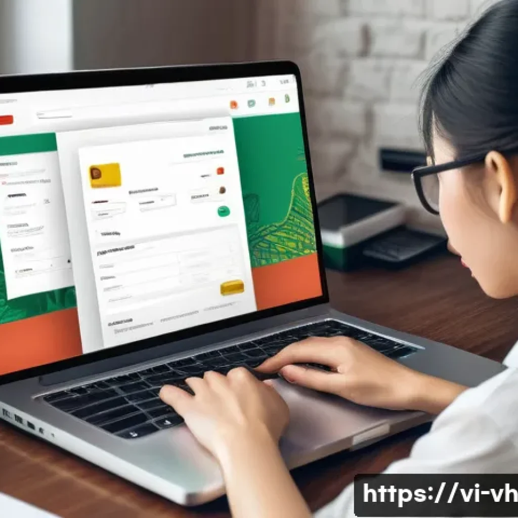 다크패턴 비판을 위한 커뮤니티 구축 - A detailed digital illustration showing a frustrated Vietnamese online shopper at a laptop screen, s...