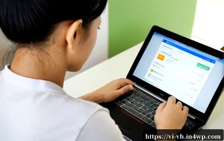 Home 17 웹사이트에서의 다크패턴 식별 방법 - Photorealistic over-the-shoulder view of a Vietnamese adult using a laptop at a clean home desk, car...